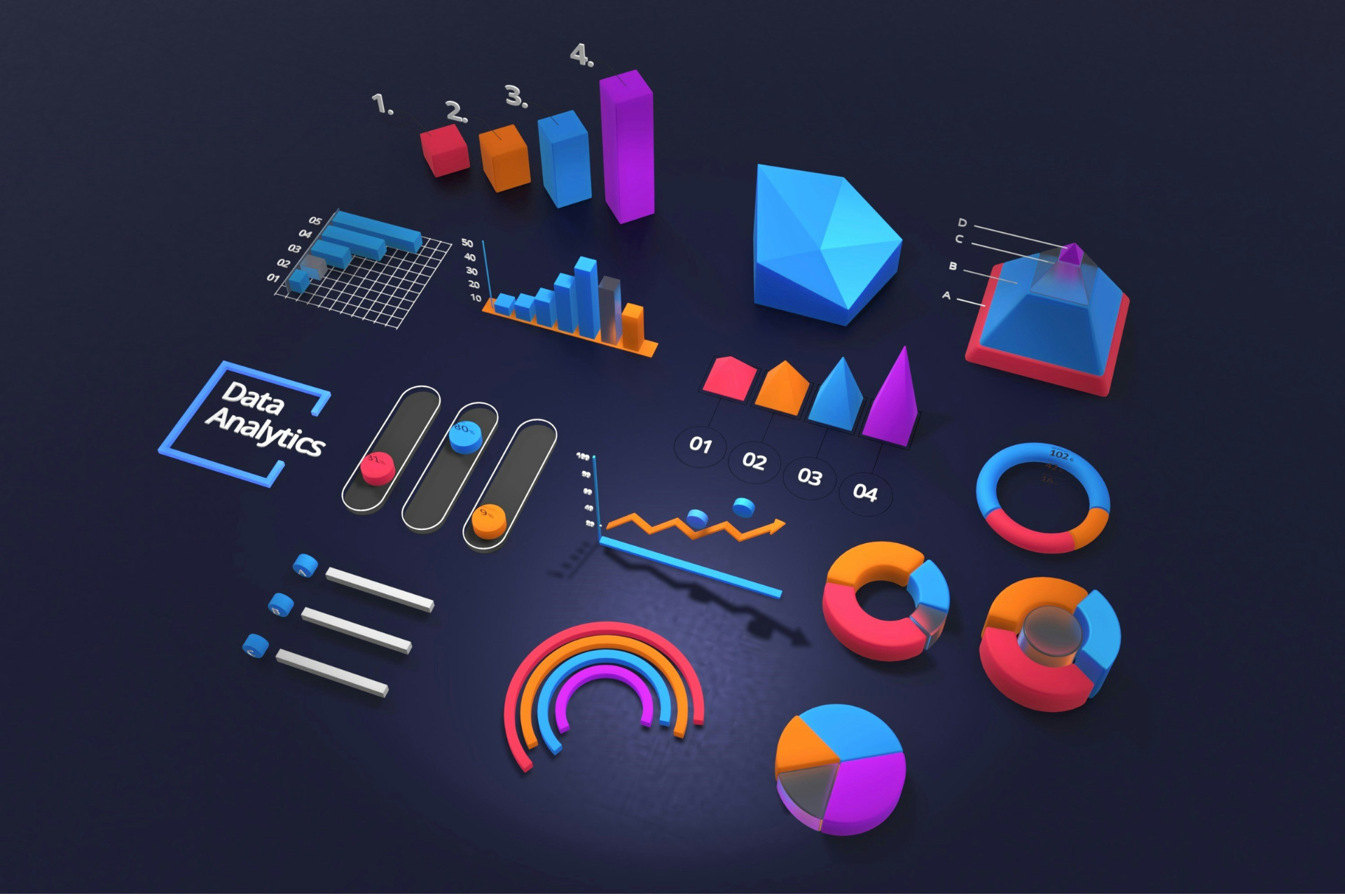 A colorful graphic of data analytics