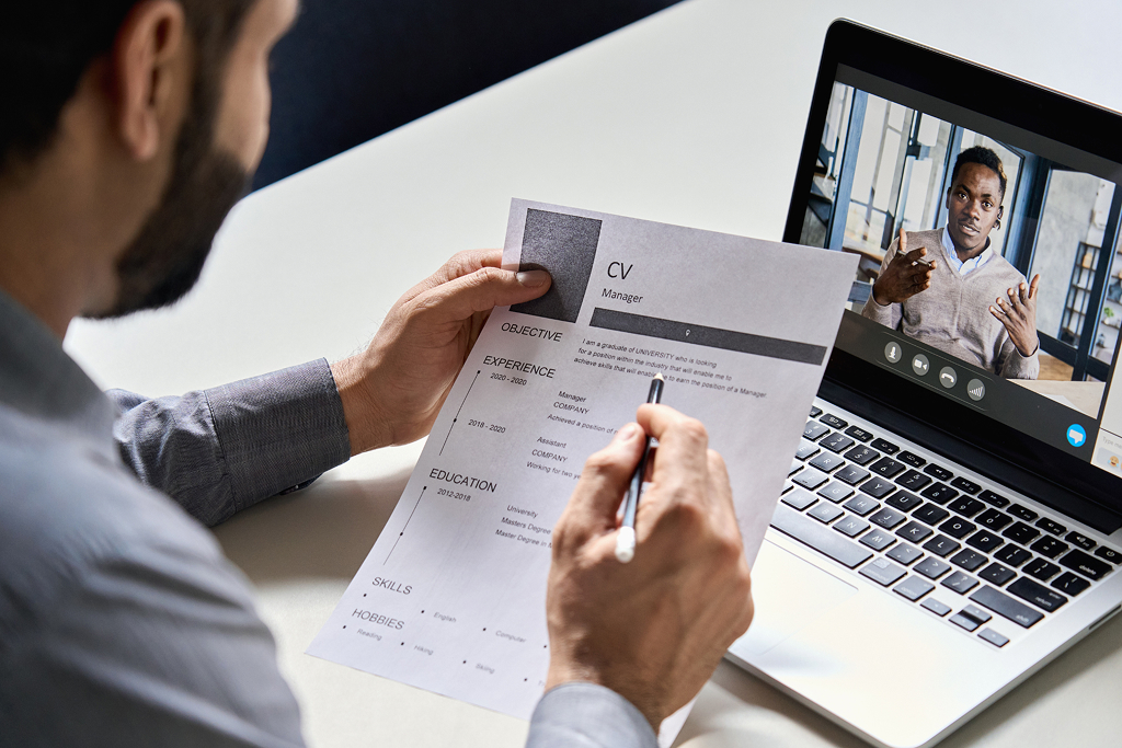 Hiring manager conducting virtual interview