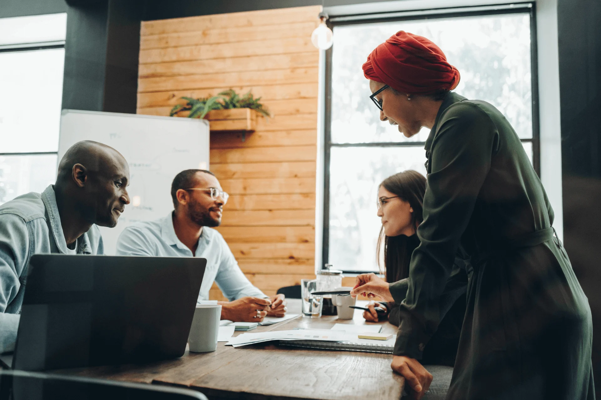 A team of marketers having a meeting